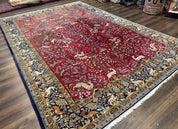 Persian Qum Rug 9x12, Animal Pictorials, Deer Birds, Tree of Life, Red and Navy Blue - Jewel RugsShopify CollectiveHUNTEDFOX - Persian Qum Rug 9x12, Animal Pictorials, Deer Birds, Tree of Life, Red and Navy Blue