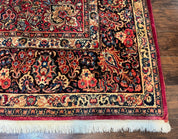 Persian Sarouk Rug 10x10, Square Persian Carpet, Red, Floral, Antique - Jewel RugsShopify CollectiveHUNTEDFOX - Persian Sarouk Rug 10x10, Square Persian Carpet, Red, Floral, Antique
