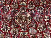 Persian Sarouk Rug 10x10, Square Persian Carpet, Red, Floral, Antique - Jewel RugsShopify CollectiveHUNTEDFOX - Persian Sarouk Rug 10x10, Square Persian Carpet, Red, Floral, Antique