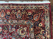 Persian Sarouk Rug 10x10, Square Persian Carpet, Red, Floral, Antique - Jewel RugsShopify CollectiveHUNTEDFOX - Persian Sarouk Rug 10x10, Square Persian Carpet, Red, Floral, Antique