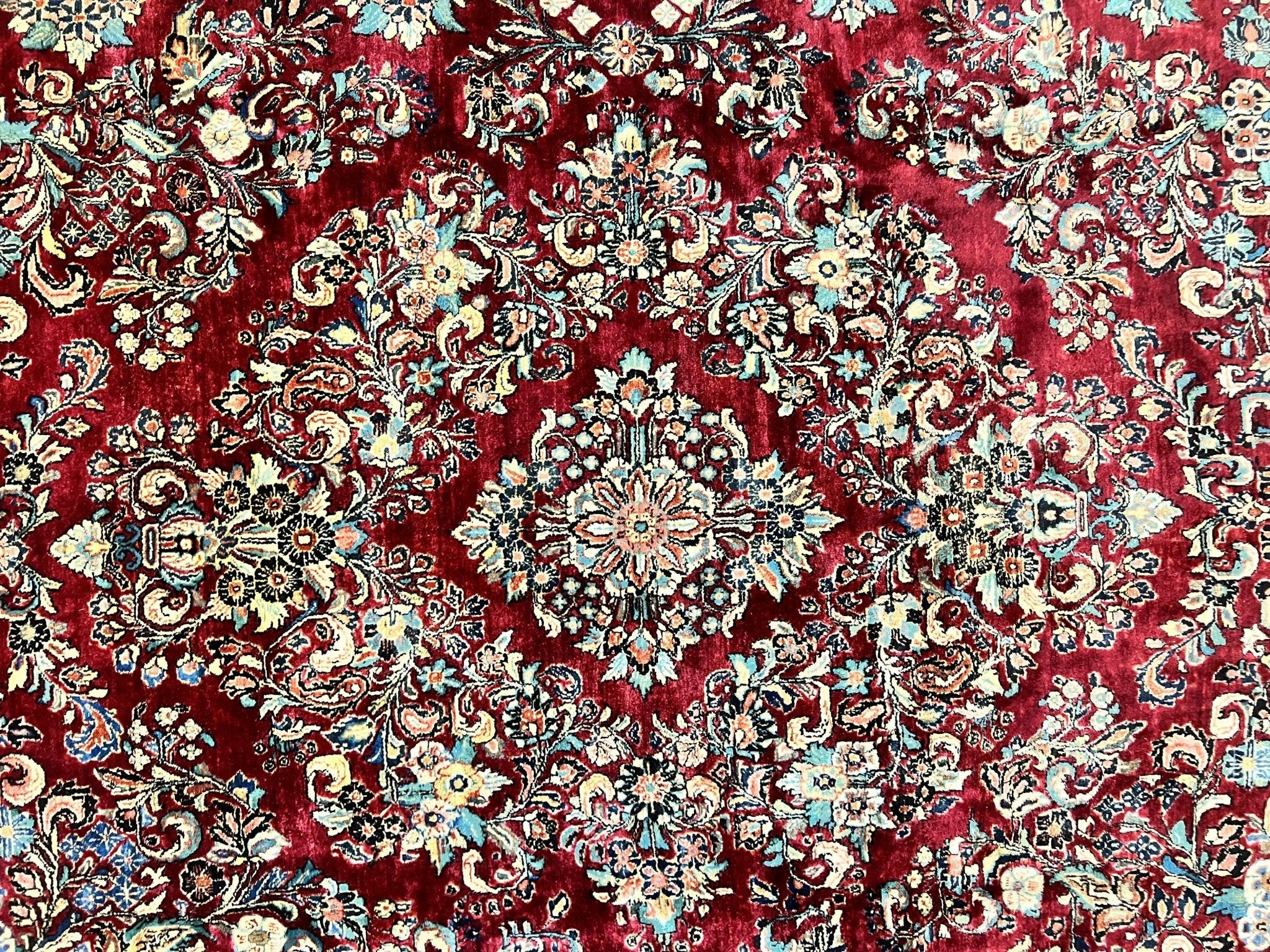 Persian Sarouk Rug 12x17, Wool Hand Knotted Antique Carpet, Dark Red, Traditional Floral Oriental Rug, 12 x 17 Extra Large Handmade Rug - Jewel RugsShopify CollectiveHUNTEDFOX - Persian Sarouk Rug 12x17, Wool Hand Knotted Antique Carpet, Dark Red, Traditional Floral Oriental Rug, 12 x 17 Extra Large Handmade Rug