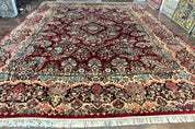 Persian Sarouk Rug 12x17, Wool Hand Knotted Antique Carpet, Dark Red, Traditional Floral Oriental Rug, 12 x 17 Extra Large Handmade Rug - Jewel RugsShopify CollectiveHUNTEDFOX - Persian Sarouk Rug 12x17, Wool Hand Knotted Antique Carpet, Dark Red, Traditional Floral Oriental Rug, 12 x 17 Extra Large Handmade Rug