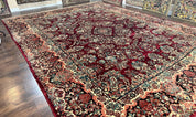 Persian Sarouk Rug 12x17, Wool Hand Knotted Antique Carpet, Dark Red, Traditional Floral Oriental Rug, 12 x 17 Extra Large Handmade Rug - Jewel RugsShopify CollectiveHUNTEDFOX - Persian Sarouk Rug 12x17, Wool Hand Knotted Antique Carpet, Dark Red, Traditional Floral Oriental Rug, 12 x 17 Extra Large Handmade Rug