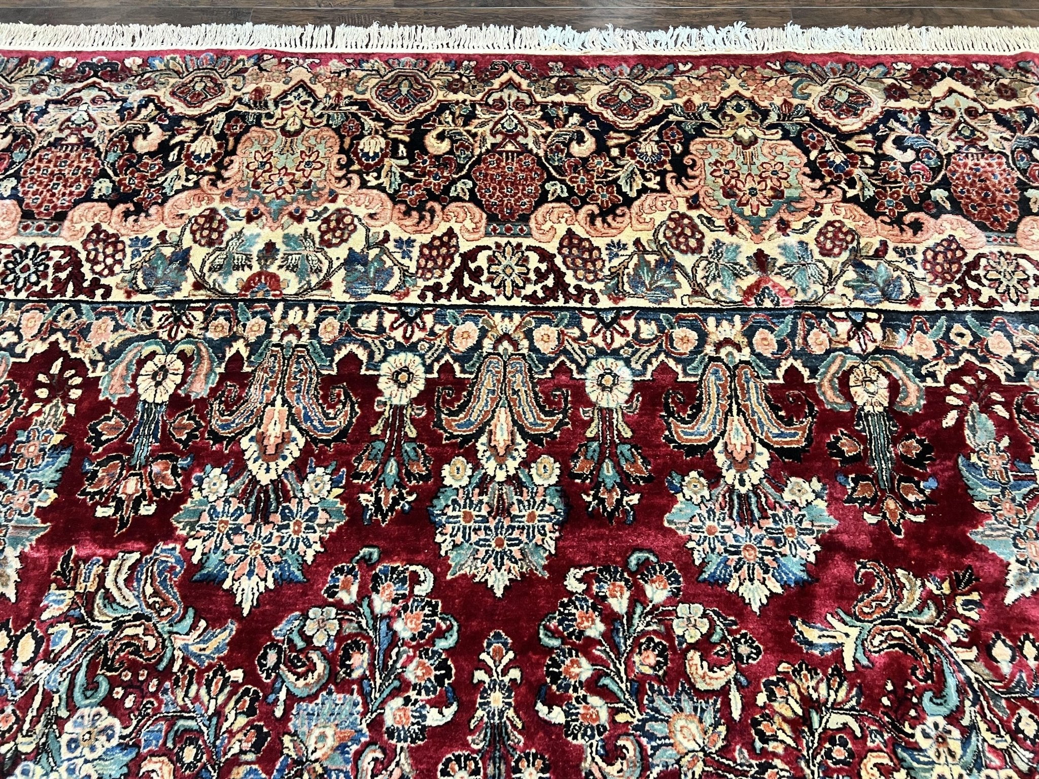 Persian Sarouk Rug 12x17, Wool Hand Knotted Antique Carpet, Dark Red, Traditional Floral Oriental Rug, 12 x 17 Extra Large Handmade Rug - Jewel RugsShopify CollectiveHUNTEDFOX - Persian Sarouk Rug 12x17, Wool Hand Knotted Antique Carpet, Dark Red, Traditional Floral Oriental Rug, 12 x 17 Extra Large Handmade Rug