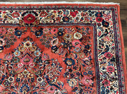 Persian Sarouk Rug 7x10, Red and Ivory, Floral Bouquets, Birds - Jewel RugsShopify CollectiveHUNTEDFOX - Persian Sarouk Rug 7x10, Red and Ivory, Floral Bouquets, Birds