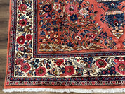 Persian Sarouk Rug 7x10, Red and Ivory, Floral Bouquets, Birds - Jewel RugsShopify CollectiveHUNTEDFOX - Persian Sarouk Rug 7x10, Red and Ivory, Floral Bouquets, Birds