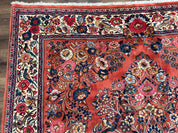 Persian Sarouk Rug 7x10, Red and Ivory, Floral Bouquets, Birds - Jewel RugsShopify CollectiveHUNTEDFOX - Persian Sarouk Rug 7x10, Red and Ivory, Floral Bouquets, Birds