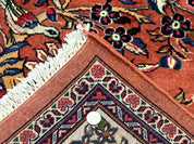 Persian Sarouk Rug 7x10, Red and Ivory, Floral Bouquets, Birds - Jewel RugsShopify CollectiveHUNTEDFOX - Persian Sarouk Rug 7x10, Red and Ivory, Floral Bouquets, Birds