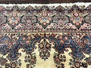 Persian Sarouk Rug 9x12, Ivory & Blue, Semi Open Field - Jewel RugsShopify CollectiveHUNTEDFOX - Persian Sarouk Rug 9x12, Ivory & Blue, Semi Open Field