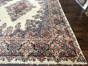 Persian Sarouk Rug 9x12, Ivory & Blue, Semi Open Field - Jewel RugsShopify CollectiveHUNTEDFOX - Persian Sarouk Rug 9x12, Ivory & Blue, Semi Open Field