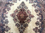 Persian Sarouk Rug 9x12, Ivory & Blue, Semi Open Field - Jewel RugsShopify CollectiveHUNTEDFOX - Persian Sarouk Rug 9x12, Ivory & Blue, Semi Open Field