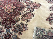 Persian Sarouk Rug 9x12, Ivory & Blue, Semi Open Field - Jewel RugsShopify CollectiveHUNTEDFOX - Persian Sarouk Rug 9x12, Ivory & Blue, Semi Open Field