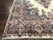 Persian Sarouk Rug 9x12, Ivory & Blue, Semi Open Field - Jewel RugsShopify CollectiveHUNTEDFOX - Persian Sarouk Rug 9x12, Ivory & Blue, Semi Open Field