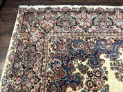 Persian Sarouk Rug 9x12, Ivory & Blue, Semi Open Field - Jewel RugsShopify CollectiveHUNTEDFOX - Persian Sarouk Rug 9x12, Ivory & Blue, Semi Open Field