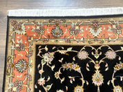 Persian Tabriz Rug 3x5 Black and Salmon Floral Fine Handmade 360 KPSI - Jewel RugsShopify CollectiveHUNTEDFOX - Persian Tabriz Rug 3x5 Black and Salmon Floral Fine Handmade 360 KPSI