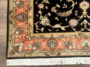 Persian Tabriz Rug 3x5 Black and Salmon Floral Fine Handmade 360 KPSI - Jewel RugsShopify CollectiveHUNTEDFOX - Persian Tabriz Rug 3x5 Black and Salmon Floral Fine Handmade 360 KPSI