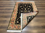 Persian Tabriz Rug 3x5 Black and Salmon Floral Fine Handmade 360 KPSI - Jewel RugsShopify CollectiveHUNTEDFOX - Persian Tabriz Rug 3x5 Black and Salmon Floral Fine Handmade 360 KPSI