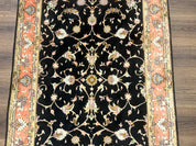 Persian Tabriz Rug 3x5 Black and Salmon Floral Fine Handmade 360 KPSI - Jewel RugsShopify CollectiveHUNTEDFOX - Persian Tabriz Rug 3x5 Black and Salmon Floral Fine Handmade 360 KPSI