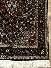 Persian Tabriz Rug 3x5, Wool on Silk Foundation, Very Fine 550 KPSI, Dark Navy Blue - Jewel RugsShopify CollectiveHUNTEDFOX - Persian Tabriz Rug 3x5, Wool on Silk Foundation, Very Fine 550 KPSI, Dark Navy Blue