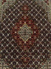 Persian Tabriz Rug 3x5, Wool on Silk Foundation, Very Fine 550 KPSI, Dark Navy Blue - Jewel RugsShopify CollectiveHUNTEDFOX - Persian Tabriz Rug 3x5, Wool on Silk Foundation, Very Fine 550 KPSI, Dark Navy Blue
