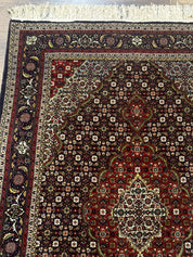 Persian Tabriz Rug 3x5, Wool on Silk Foundation, Very Fine 550 KPSI, Dark Navy Blue - Jewel RugsShopify CollectiveHUNTEDFOX - Persian Tabriz Rug 3x5, Wool on Silk Foundation, Very Fine 550 KPSI, Dark Navy Blue
