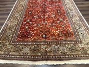 Persian Tabriz Rug 6x10, Burnt Orange and Tan, Animal Pictorials, Deer, Floral, Taba Tabae Carpet - Jewel RugsShopify CollectiveHUNTEDFOX - Persian Tabriz Rug 6x10, Burnt Orange and Tan, Animal Pictorials, Deer, Floral, Taba Tabae Carpet