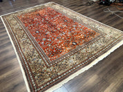 Persian Tabriz Rug 6x10, Burnt Orange and Tan, Animal Pictorials, Deer, Floral, Taba Tabae Carpet - Jewel RugsShopify CollectiveHUNTEDFOX - Persian Tabriz Rug 6x10, Burnt Orange and Tan, Animal Pictorials, Deer, Floral, Taba Tabae Carpet