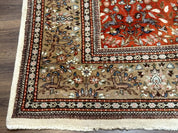 Persian Tabriz Rug 6x10, Burnt Orange and Tan, Animal Pictorials, Deer, Floral, Taba Tabae Carpet - Jewel RugsShopify CollectiveHUNTEDFOX - Persian Tabriz Rug 6x10, Burnt Orange and Tan, Animal Pictorials, Deer, Floral, Taba Tabae Carpet