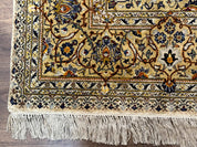 Rare Silk Persian Kashan Rug 4.6 x 7, Antique Fine 310 KPSI, Ivory - Jewel RugsShopify CollectiveHUNTEDFOX - Rare Silk Persian Kashan Rug 4.6 x 7, Antique Fine 310 KPSI, Ivory