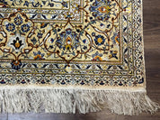 Rare Silk Persian Kashan Rug 4.6 x 7, Antique Fine 310 KPSI, Ivory - Jewel RugsShopify CollectiveHUNTEDFOX - Rare Silk Persian Kashan Rug 4.6 x 7, Antique Fine 310 KPSI, Ivory