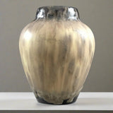 Rare Style Art Studio Pottery Tan Brown Black Drip Glaze Bud Vase