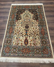 Rare Turkish Hereke Silk Rug 3x5, Tree of Life Persian Vase Design, Very Fine 440 KPSI, Signed - Jewel RugsShopify CollectiveHUNTEDFOX - Rare Turkish Hereke Silk Rug 3x5, Tree of Life Persian Vase Design, Very Fine 440 KPSI, Signed
