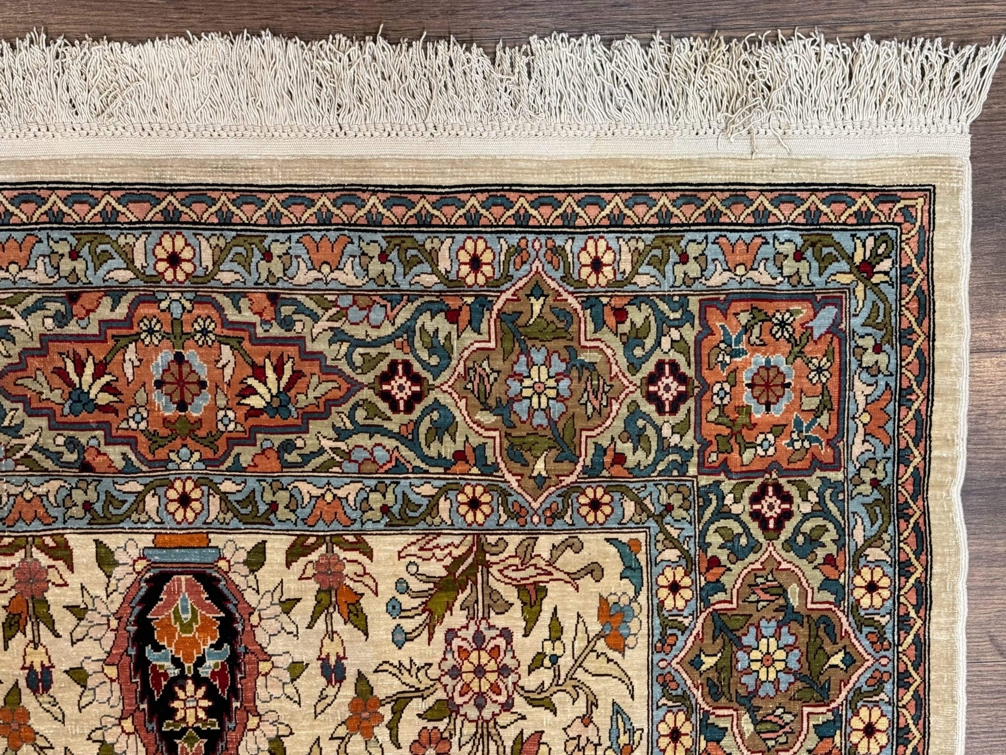 Rare Turkish Hereke Silk Rug 3x5, Tree of Life Persian Vase Design, Very Fine 440 KPSI, Signed - Jewel RugsShopify CollectiveHUNTEDFOX - Rare Turkish Hereke Silk Rug 3x5, Tree of Life Persian Vase Design, Very Fine 440 KPSI, Signed