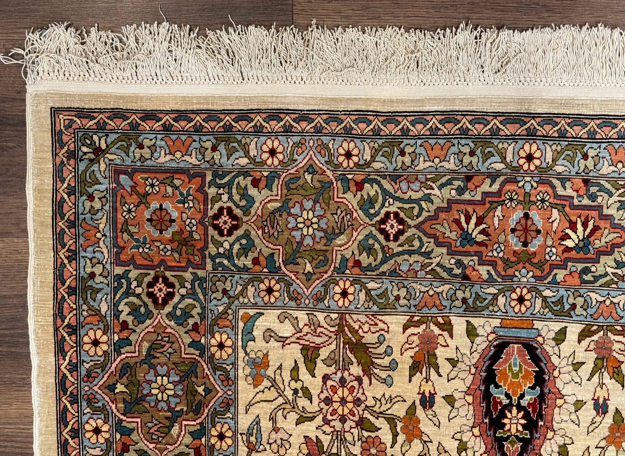 Rare Turkish Hereke Silk Rug 3x5, Tree of Life Persian Vase Design, Very Fine 440 KPSI, Signed - Jewel RugsShopify CollectiveHUNTEDFOX - Rare Turkish Hereke Silk Rug 3x5, Tree of Life Persian Vase Design, Very Fine 440 KPSI, Signed