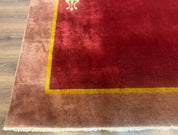 Red Chinese Art Deco Rug 9x11, Simple Design, Wool Chinese Area Rug, Antique - Jewel RugsShopify CollectiveHUNTEDFOX - Red Chinese Art Deco Rug 9x11, Simple Design, Wool Chinese Area Rug, Antique