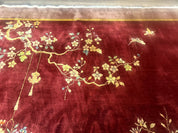 Red Chinese Art Deco Rug 9x11, Simple Design, Wool Chinese Area Rug, Antique - Jewel RugsShopify CollectiveHUNTEDFOX - Red Chinese Art Deco Rug 9x11, Simple Design, Wool Chinese Area Rug, Antique