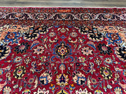 Red Persian Mashad Rug 10x13 - Floral Medallion Signed By Masterweaver - Jewel RugsShopify CollectiveHUNTEDFOX - Red Persian Mashad Rug 10x13 - Floral Medallion Signed By Masterweaver