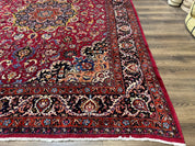 Red Persian Mashad Rug 10x13 - Floral Medallion Signed By Masterweaver - Jewel RugsShopify CollectiveHUNTEDFOX - Red Persian Mashad Rug 10x13 - Floral Medallion Signed By Masterweaver