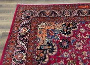 Red Persian Mashad Rug 10x13 - Floral Medallion Signed By Masterweaver - Jewel RugsShopify CollectiveHUNTEDFOX - Red Persian Mashad Rug 10x13 - Floral Medallion Signed By Masterweaver