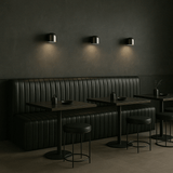 Ribbed Black Leather Banquette