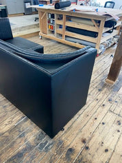 Ribbed Black Leather Sofa - custom banquette seatingH|F Atelierluxury upholstered seatingHUNTEDFOX - Ribbed Black Leather Sofa