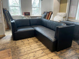 Ribbed Black Leather Sofa