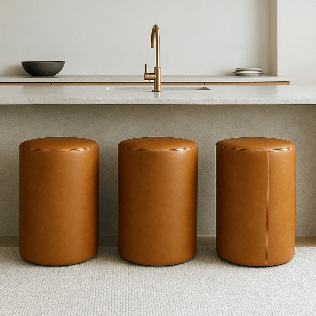Round Leather Bar Stool – Modern Counter Height Seating - H|F AtelierShopify CollectiveHUNTEDFOX - Round Leather Bar Stool – Modern Counter Height Seating