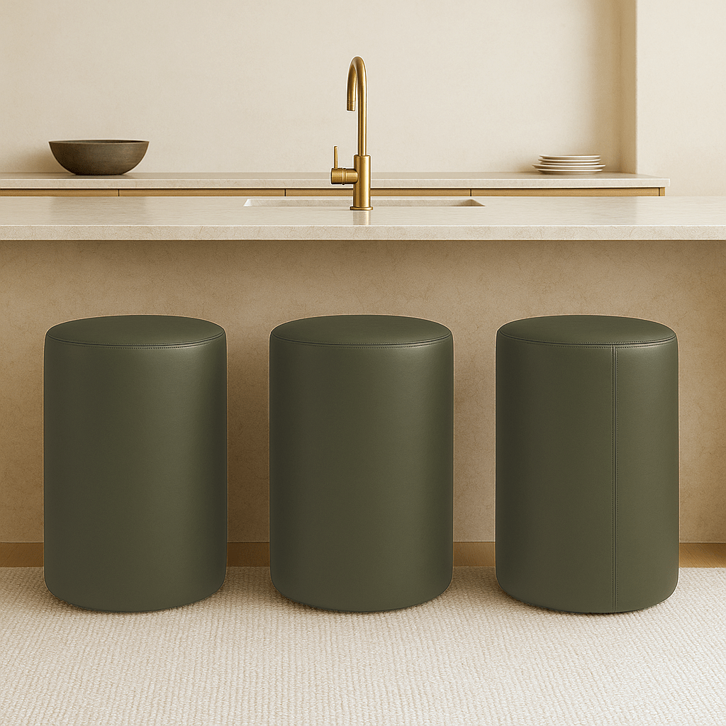 Round Leather Bar Stool – Modern Counter Height Seating - H|F AtelierShopify CollectiveHUNTEDFOX - Round Leather Bar Stool – Modern Counter Height Seating