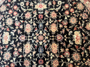 Round Sino Persian Rug 6x6, Floral, Navy Blue and Red, Wool and Silk Highlights - Jewel RugsShopify CollectiveHUNTEDFOX - Round Sino Persian Rug 6x6, Floral, Navy Blue and Red, Wool and Silk Highlights