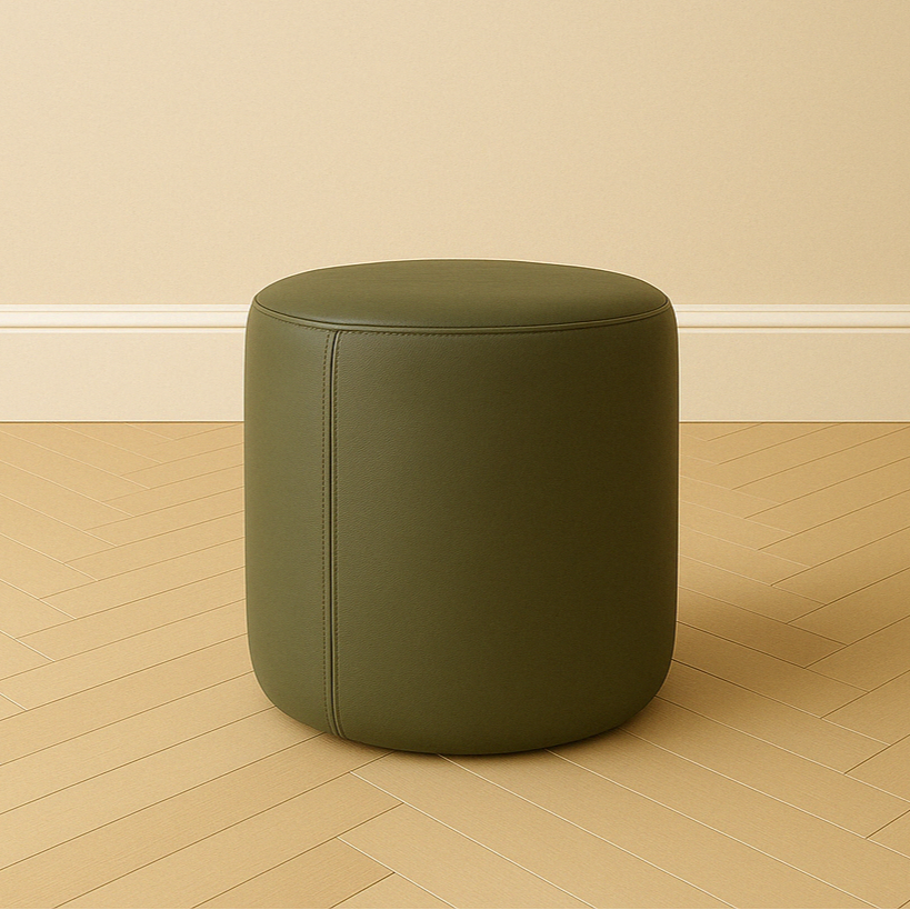 Genuine Leather Round Ottoman or Pouf | Multiple Colors & Sizes