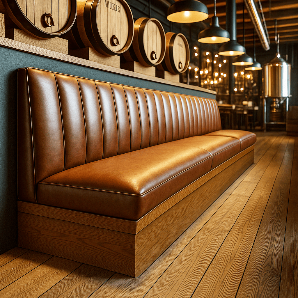 Seating | Custom Leather Banquette for Restaurants & Cafes | Leather Booths - furnittureH|F AtelierLEATHERHUNTEDFOX - Seating | Custom Leather Banquette for Restaurants & Cafes | Leather Booths