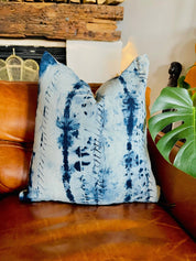 Shibori Denim Throw Pillows - BluedenimINDIGO & SHIBORIHUNTEDFOX - Shibori Denim Throw Pillows