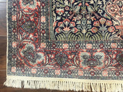 Silk Indian Kashmiri Rug 4x6, Tree of Life Pattern, Birds, Fine 290 KPSI, Navy Blue and Red, Handmade Oriental Carpet - Jewel RugsShopify CollectiveHUNTEDFOX - Silk Indian Kashmiri Rug 4x6, Tree of Life Pattern, Birds, Fine 290 KPSI, Navy Blue and Red, Handmade Oriental Carpet