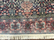 Silk Indian Kashmiri Rug 4x6, Tree of Life Pattern, Birds, Fine 290 KPSI, Navy Blue and Red, Handmade Oriental Carpet - Jewel RugsShopify CollectiveHUNTEDFOX - Silk Indian Kashmiri Rug 4x6, Tree of Life Pattern, Birds, Fine 290 KPSI, Navy Blue and Red, Handmade Oriental Carpet